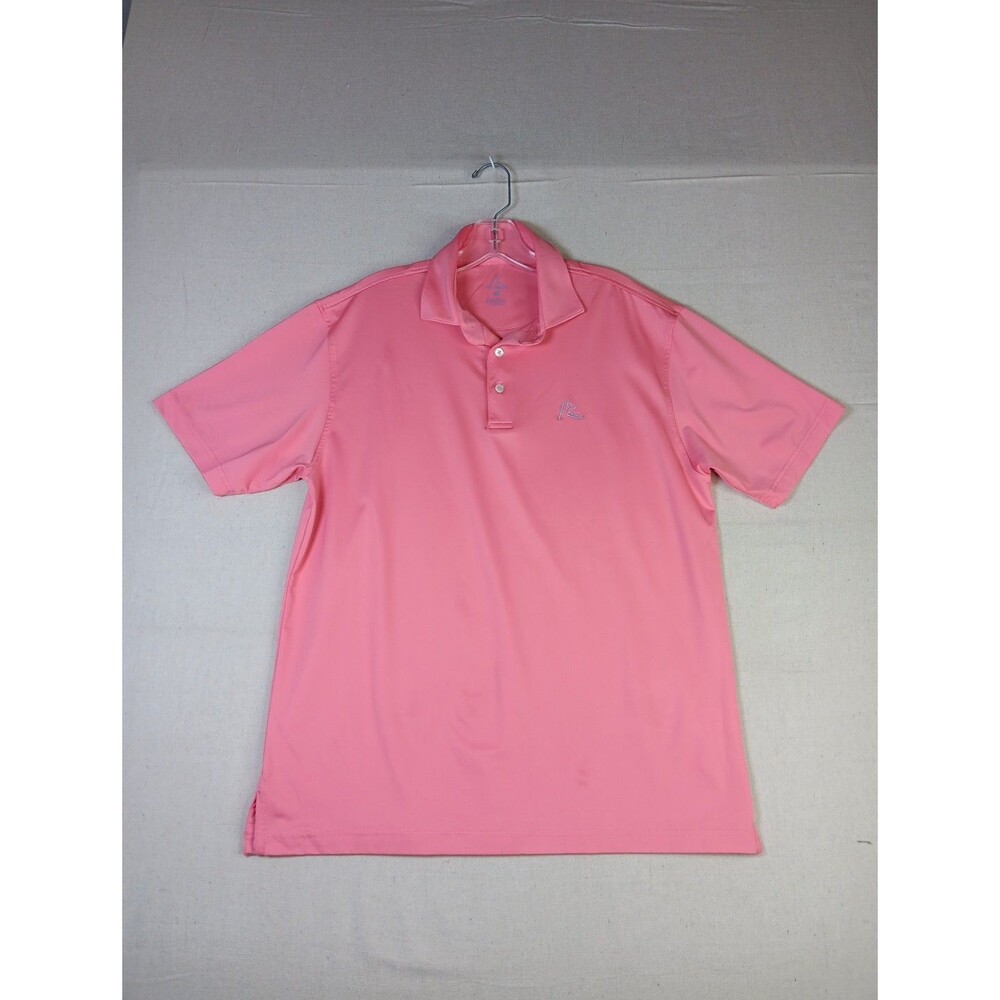 Rhoback Polo Golf Shirt Medium Salmon Pink Wicking Stretch Preppy EUC